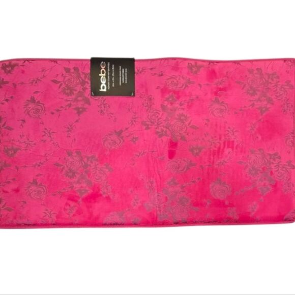 Bebe Floral Print Memory Foam HD Bath Rug- Pink - Picture 2 of 5